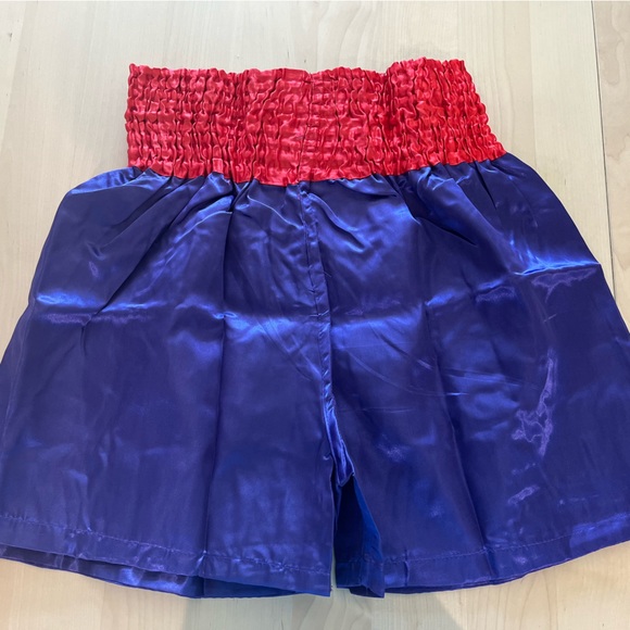 Boxing Short Muay Thai Men Women 2XL Purple Embroidery MMA Sports Elastic Fonts - Picture 6 of 8